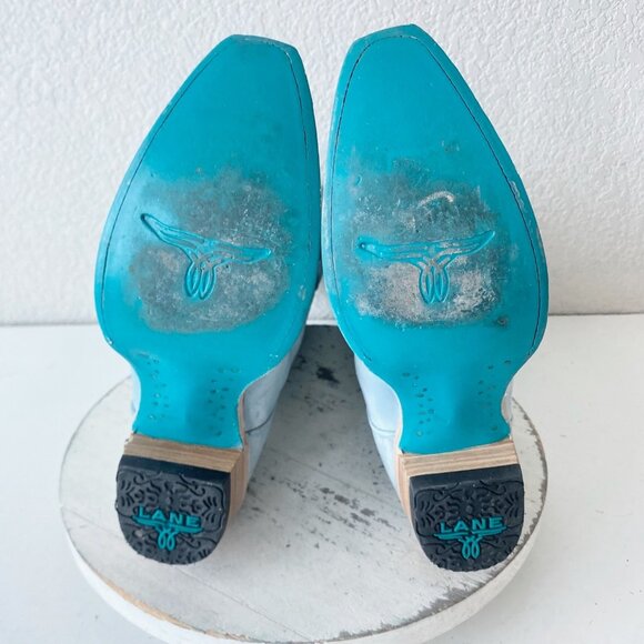 Lane EMMA JANE Womens Cowboy Boots 6.5 Western Light Blue Cowgirl Mid Calf Tall - Picture 8 of 11